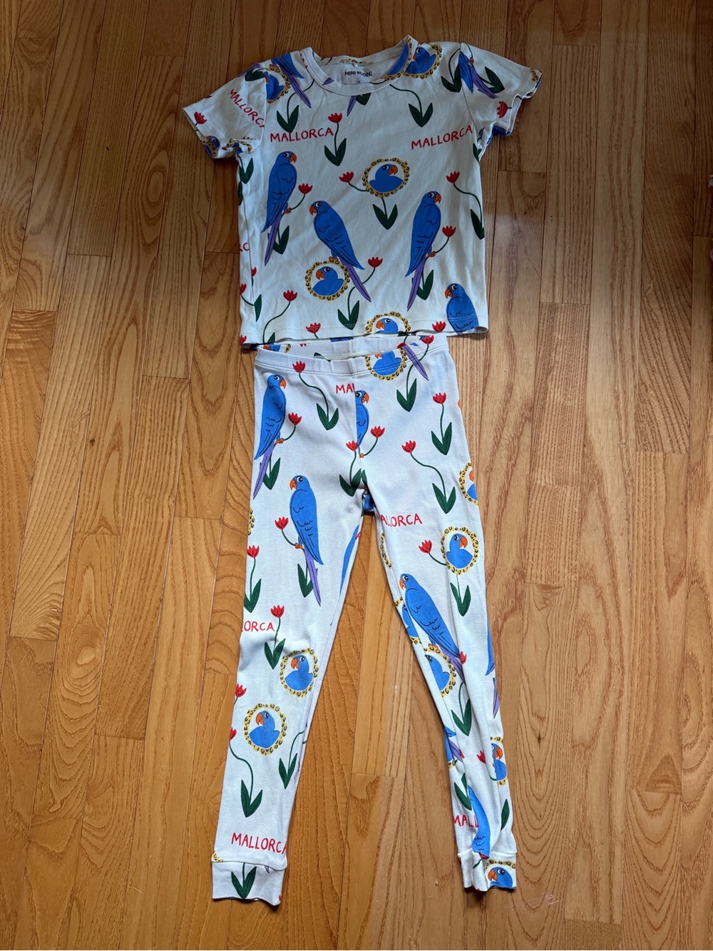 Mini Rodini Set with Blue Parrot Mallorca Print